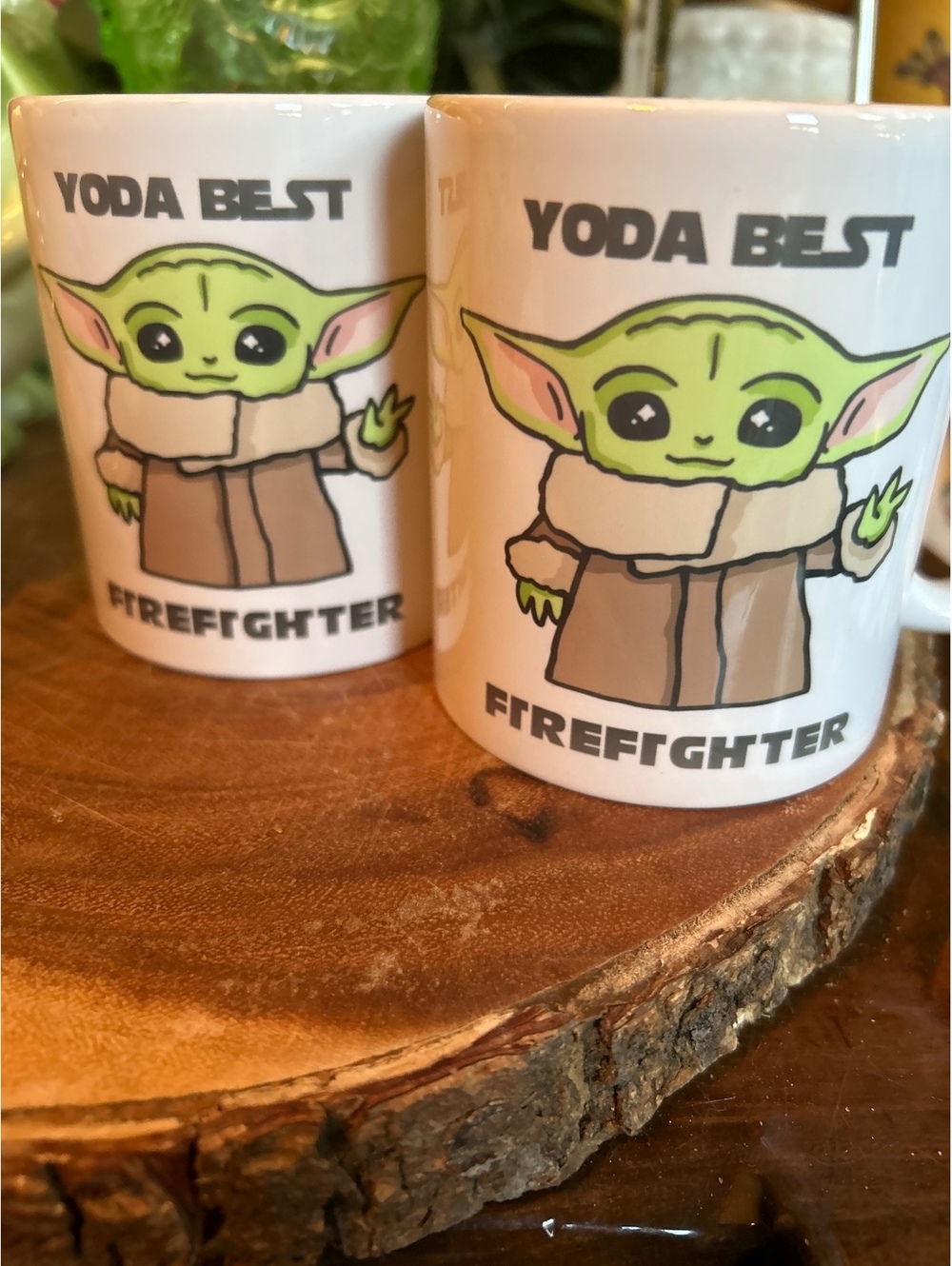 Set of 2 Yoda Best Firefighter Coffee Mugs